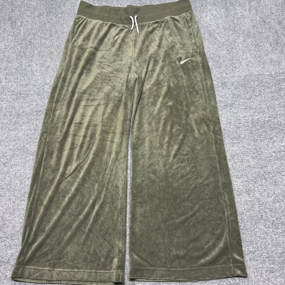 Nike Sportswear Women's High-Rise Wide-Leg French Terry Pants Green Size XL